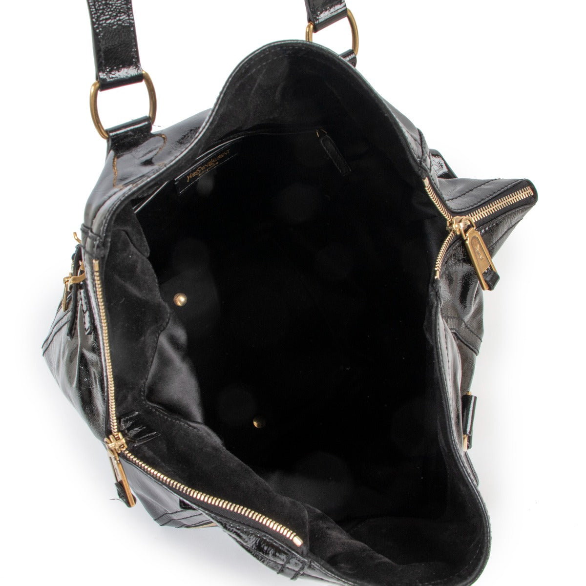 Yves Saint Laurent Black Downtown Patent Leather Handbag