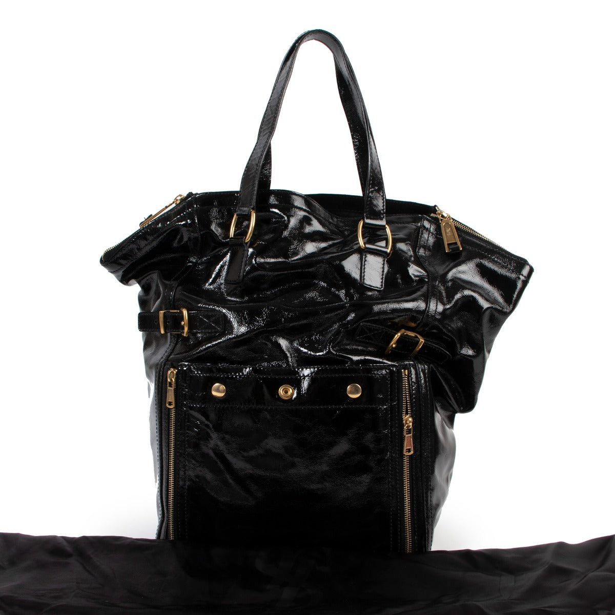 Yves Saint Laurent Black Downtown Patent Leather Handbag