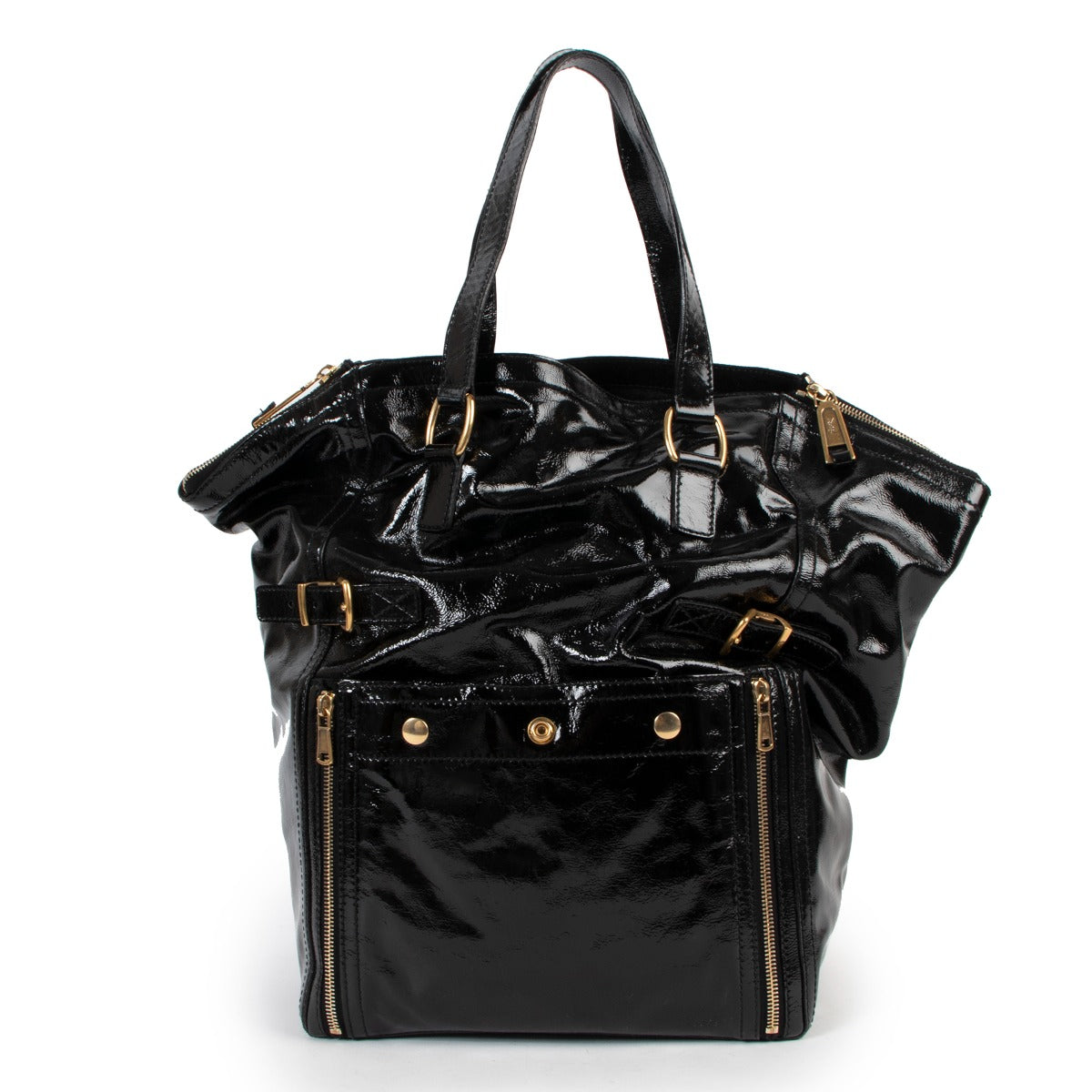 Yves Saint Laurent Black Downtown Patent Leather Handbag