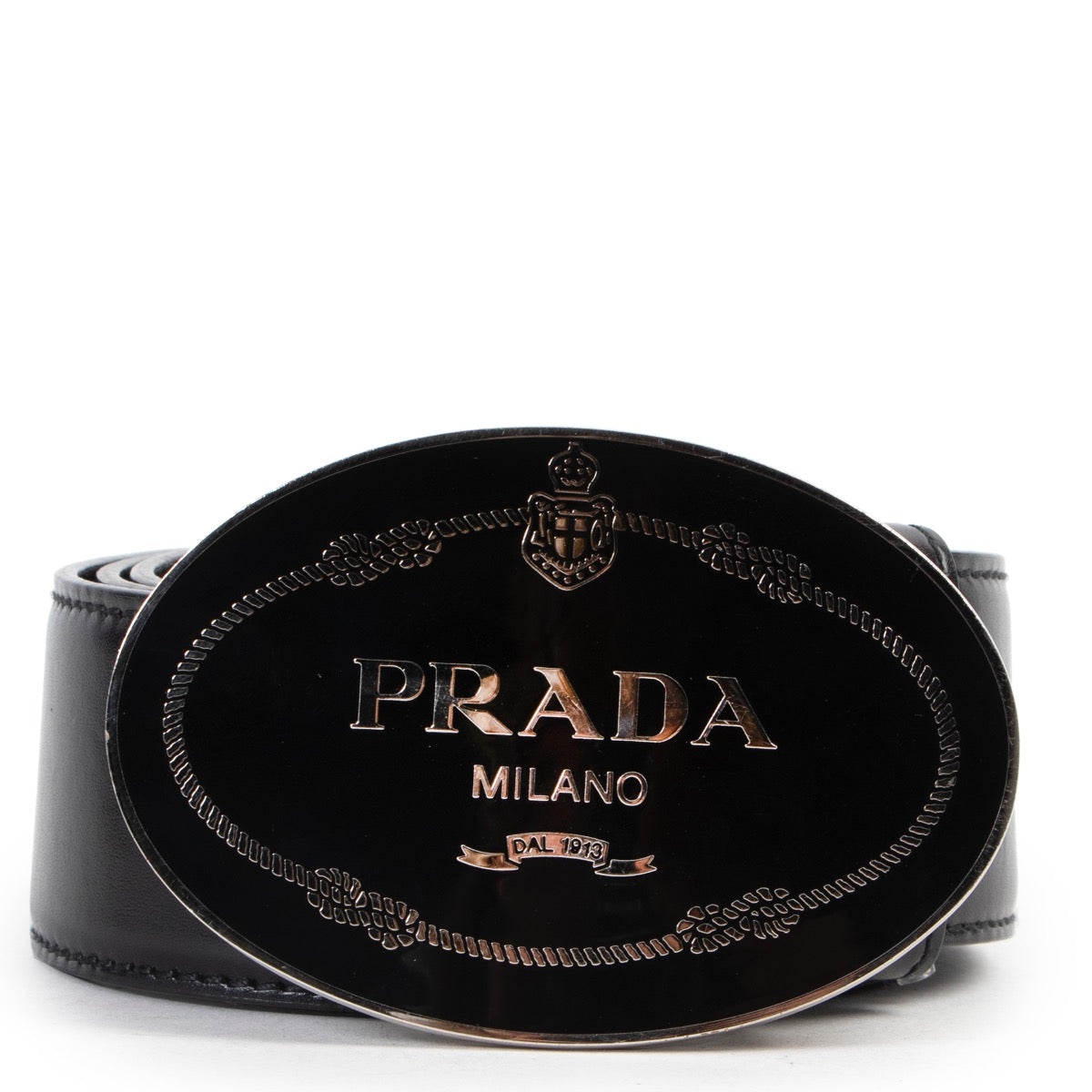 Shop safe online 100% authentic second hand Prada Black Leather Belt - Size 80 in excellent, very good condition the right price at labellov in Antwerp.