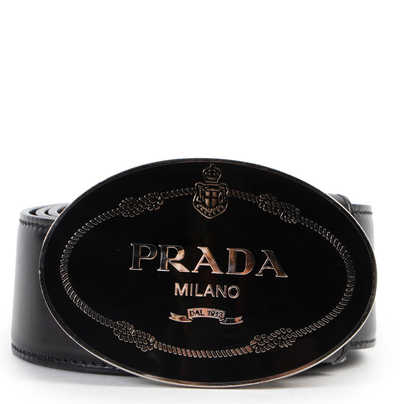 Shop safe online 100% authentic second hand Prada Black Leather Belt - Size 80 in excellent, very good condition the right price at labellov in Antwerp.