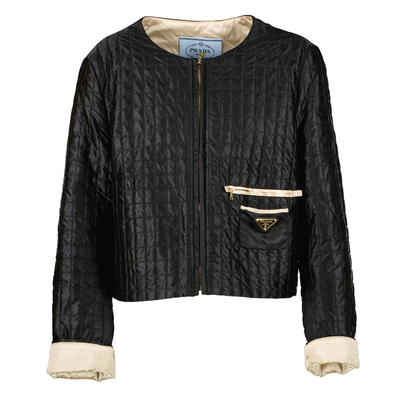 Prada Black Padded Logo Jacket - Size IT 46