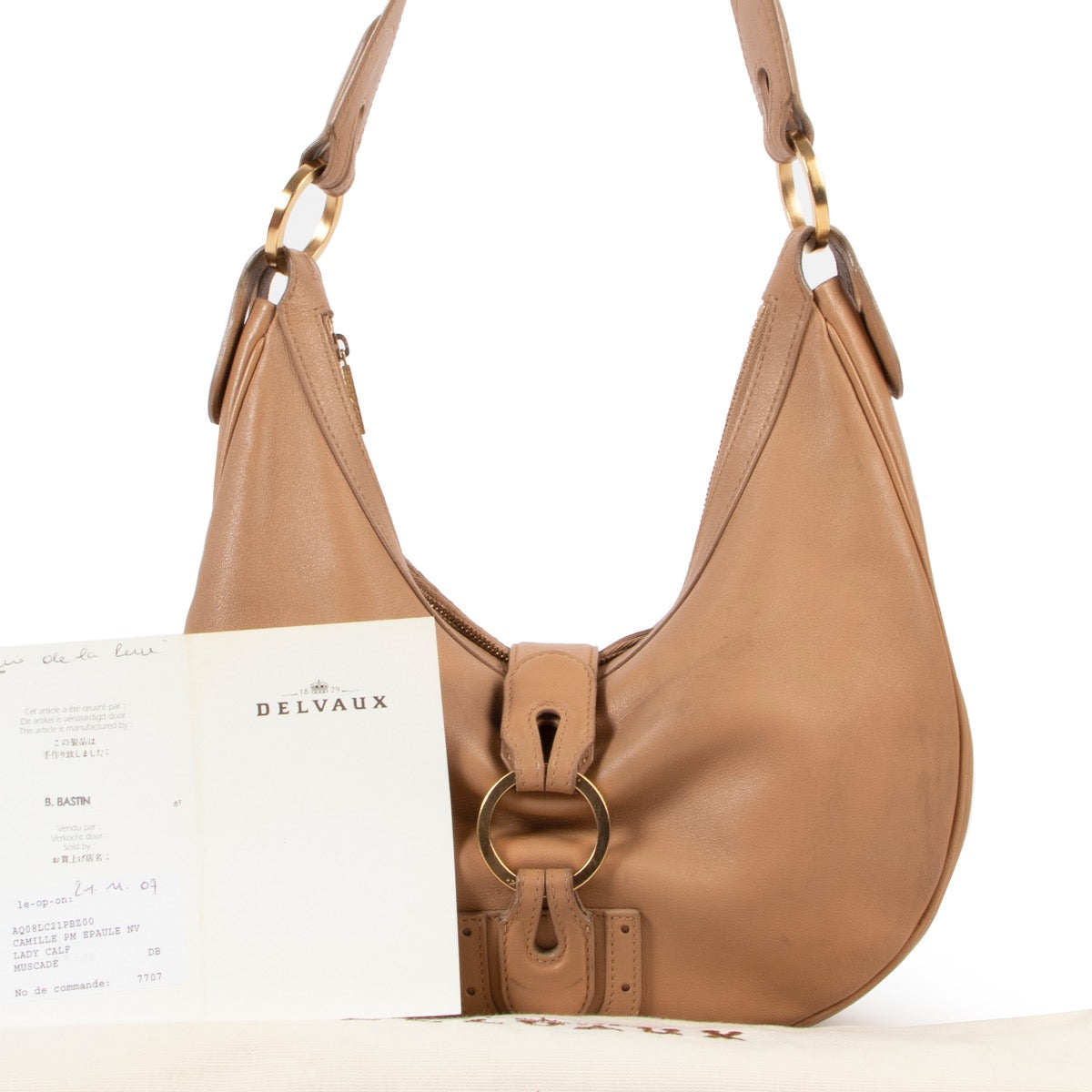 Shop safe online 100% authentic second hand Delvaux Muscade Camille PM Shoulder Bag at Labellov in Antwerp.