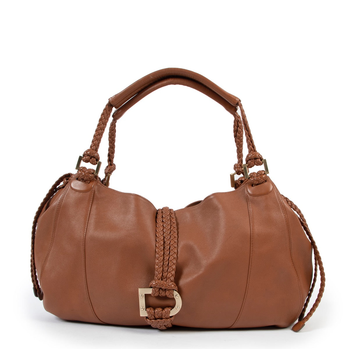 Shop safe online 100% authentic second hand Delvaux Cognac Eugène GM Shoulder Bag in very good condition at the right price at Labellov in Antwerp.