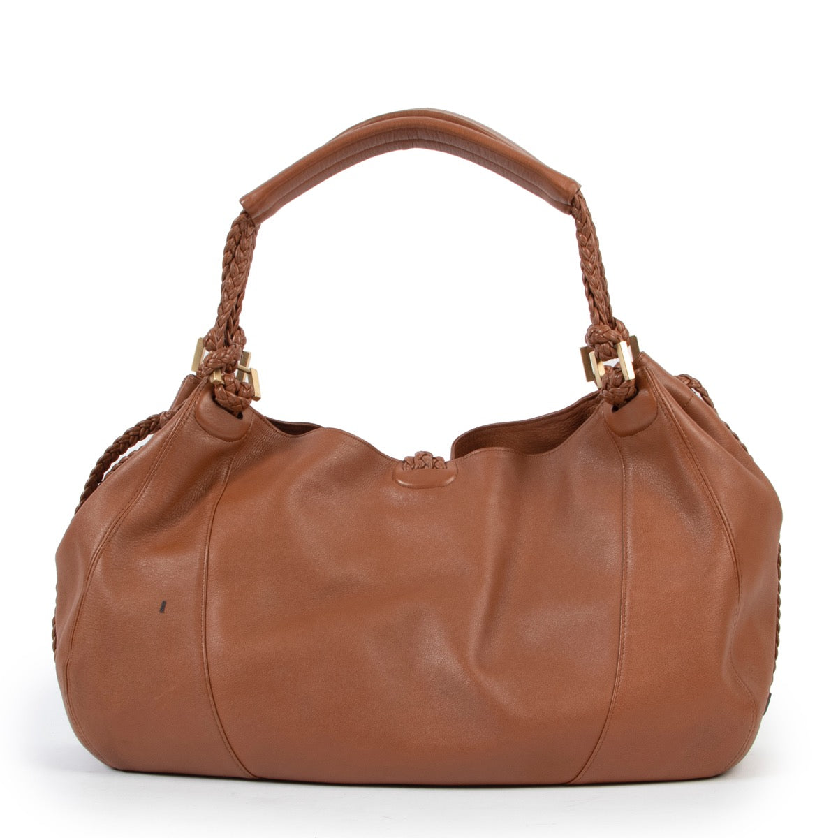 Shop safe online 100% authentic second hand Delvaux Cognac Eugène GM Shoulder Bag in very good condition at the right price at Labellov in Antwerp.