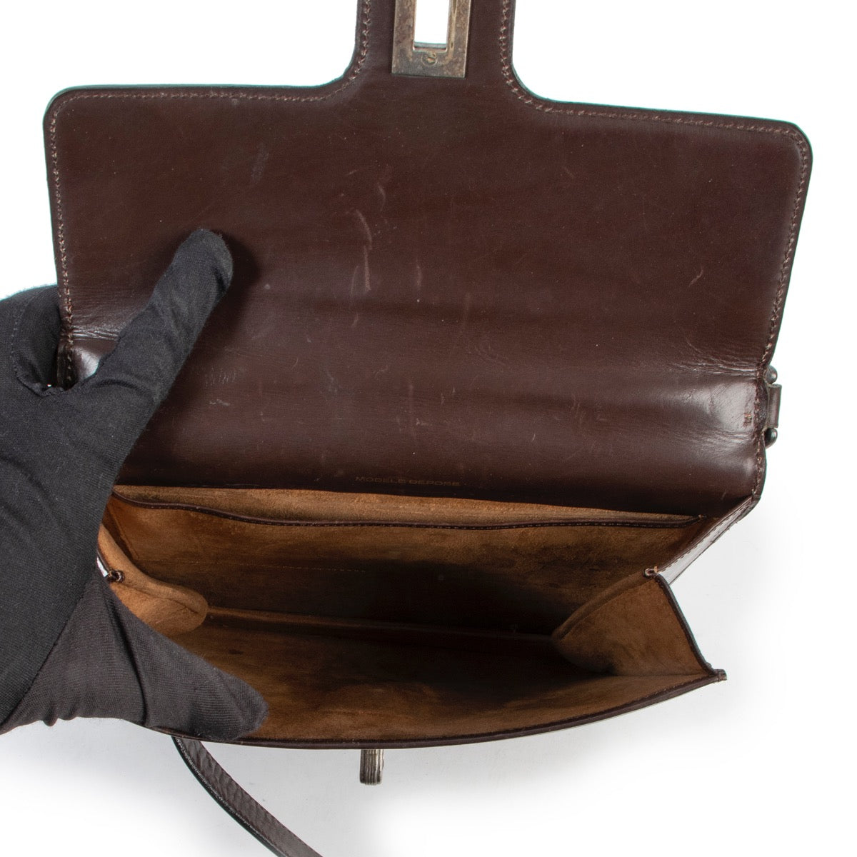 Delvaux Brown Leather Top Handle for sale on Labellov 2nd hand designer site for vintage bags