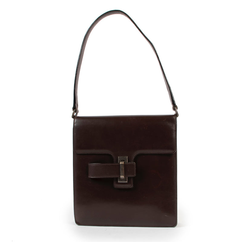 Delvaux Brown Leather Top Handle for sale on Labellov 2nd hand designer site for vintage bags