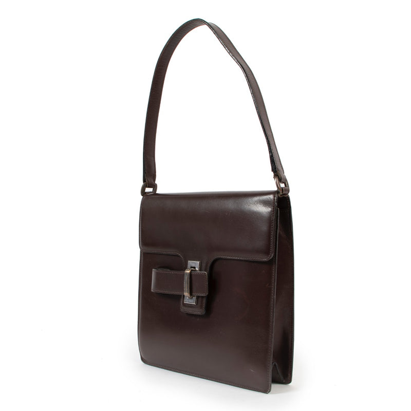 Delvaux Brown Leather Top Handle for sale on Labellov 2nd hand designer site for vintage bags