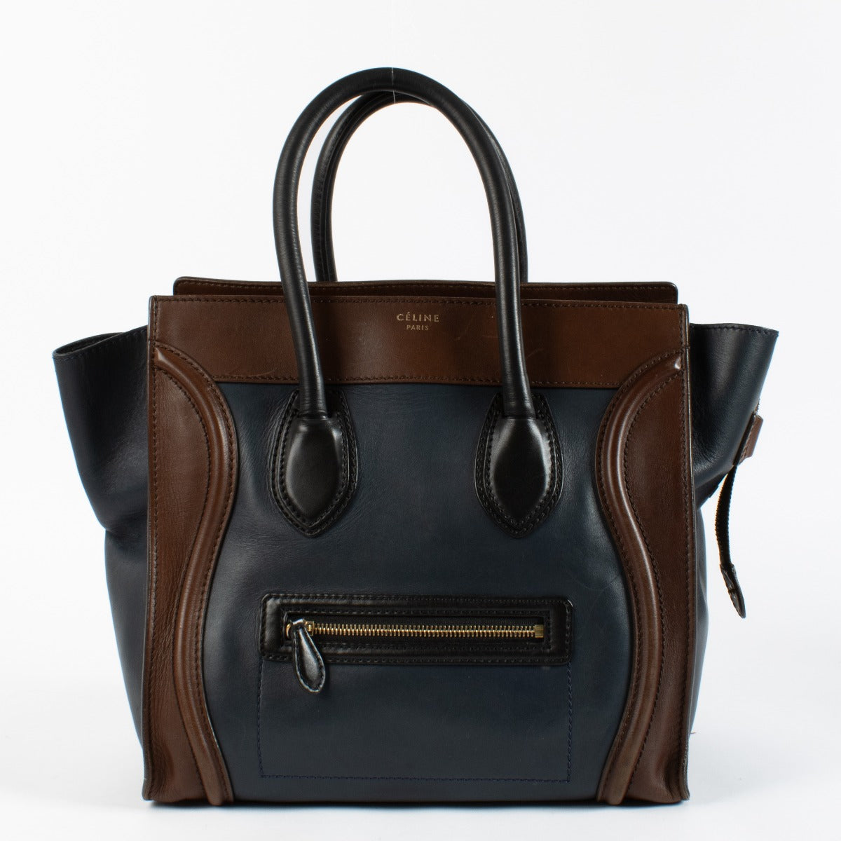 Céline Bruine en Marineblauwe Mini Luggage Bag