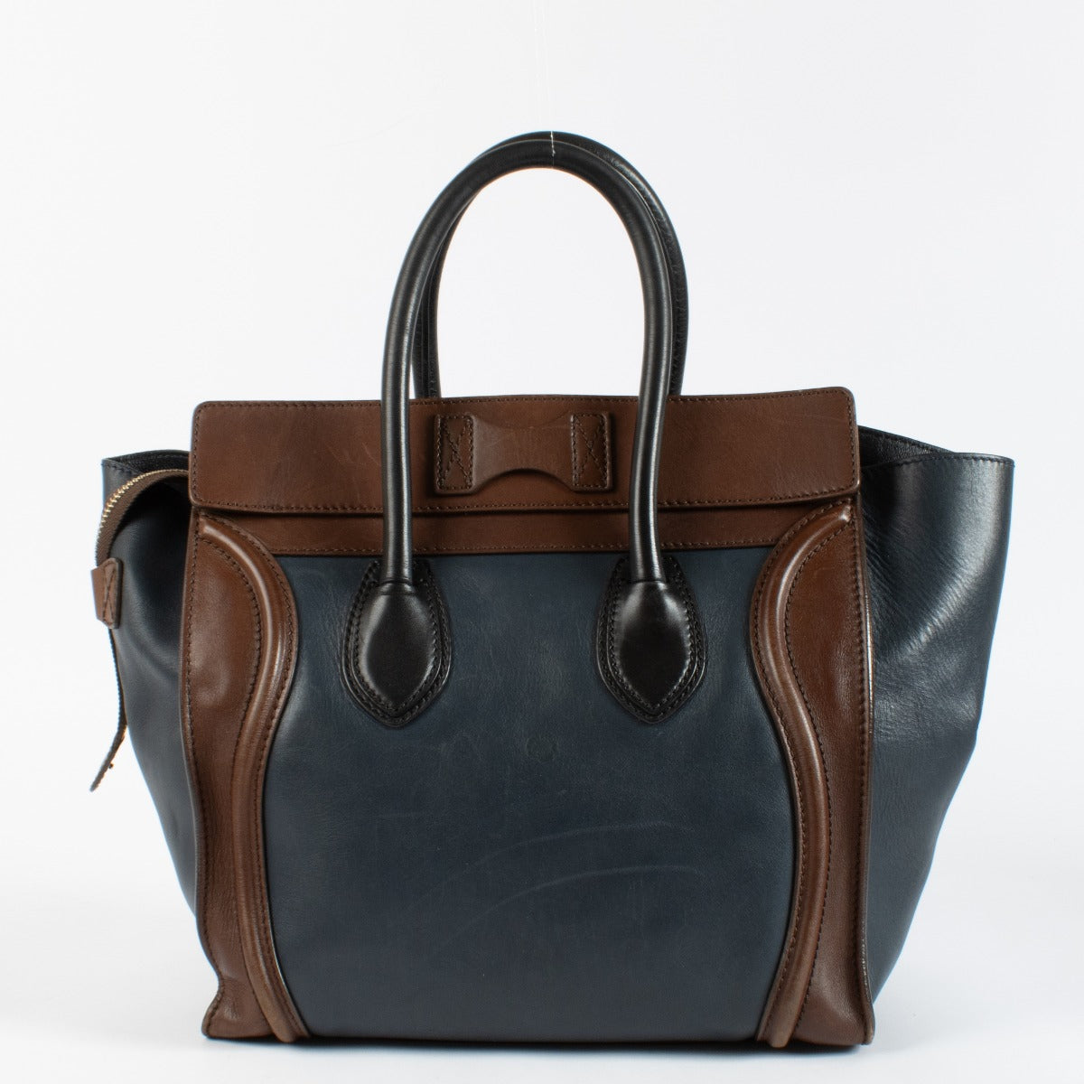 Céline Bruine en Marineblauwe Mini Luggage Bag