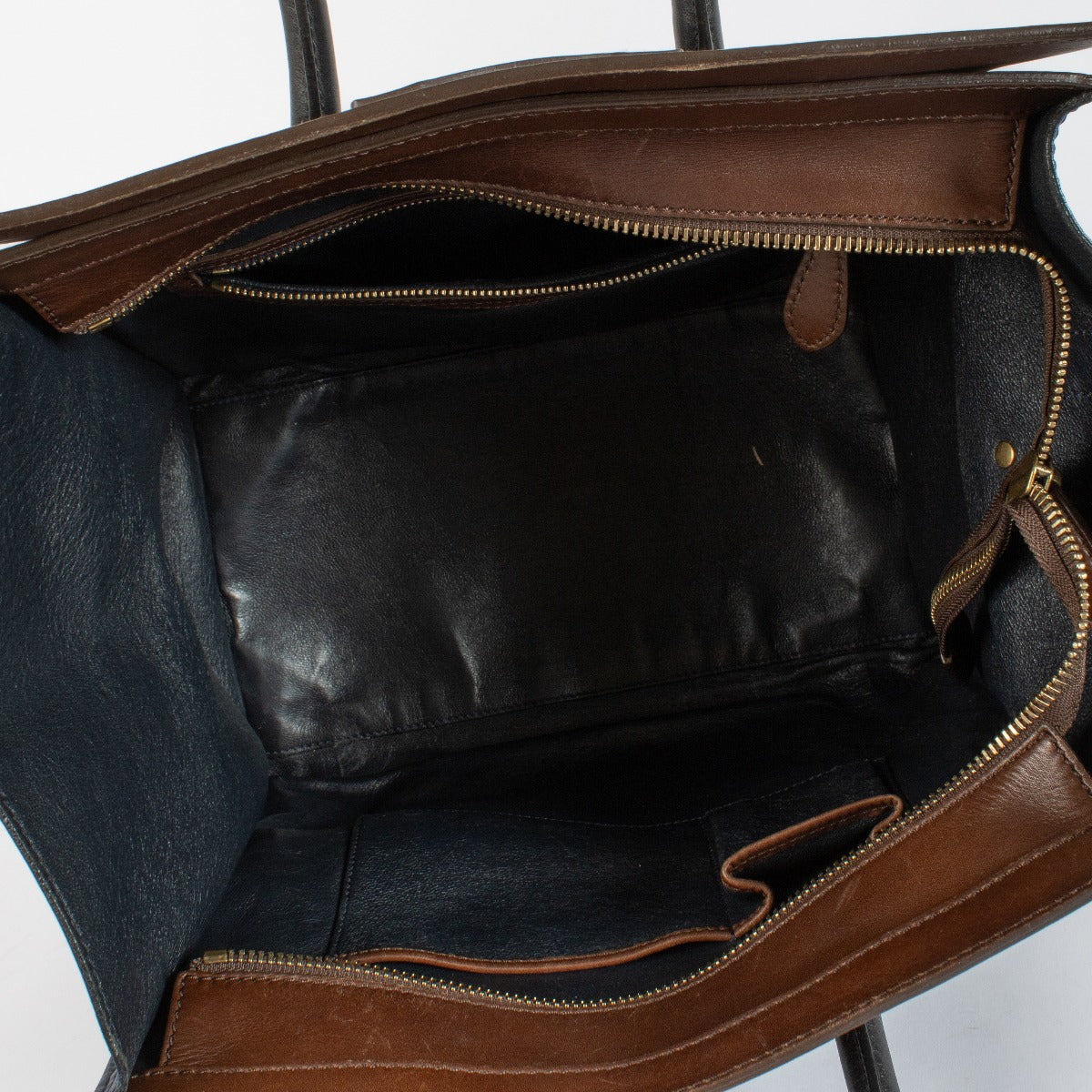 Céline Bruine en Marineblauwe Mini Luggage Bag