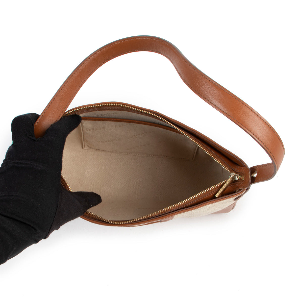 Delvaux Beige and Camel Shoulder Bag