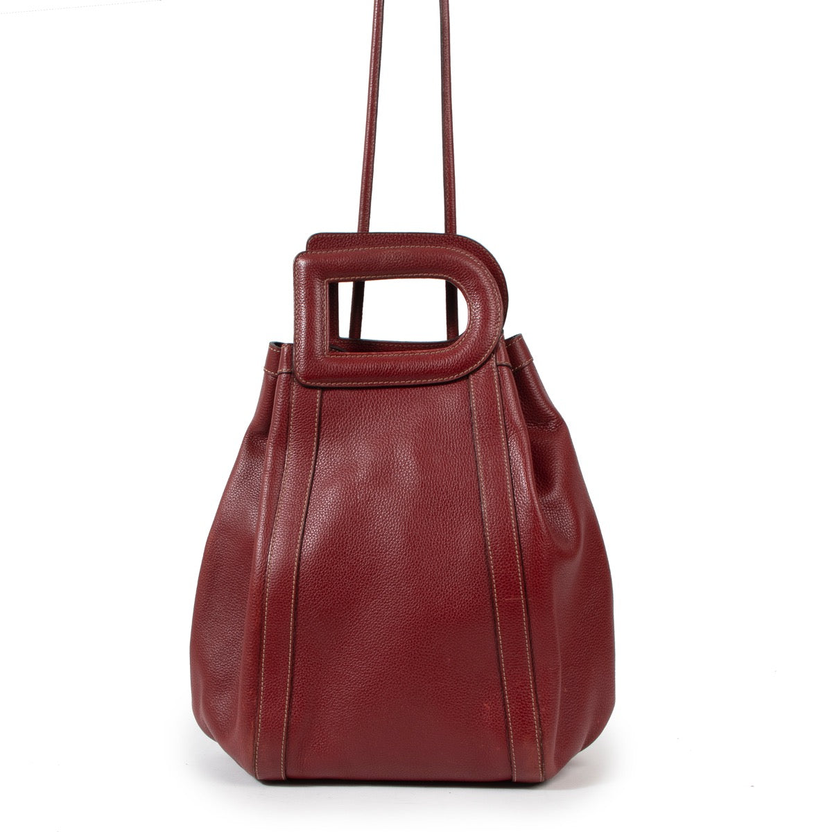 Buy an authentic second hand Delvaux Burgundy Leather Punch Shoulder Bag in very good condition at Labellov