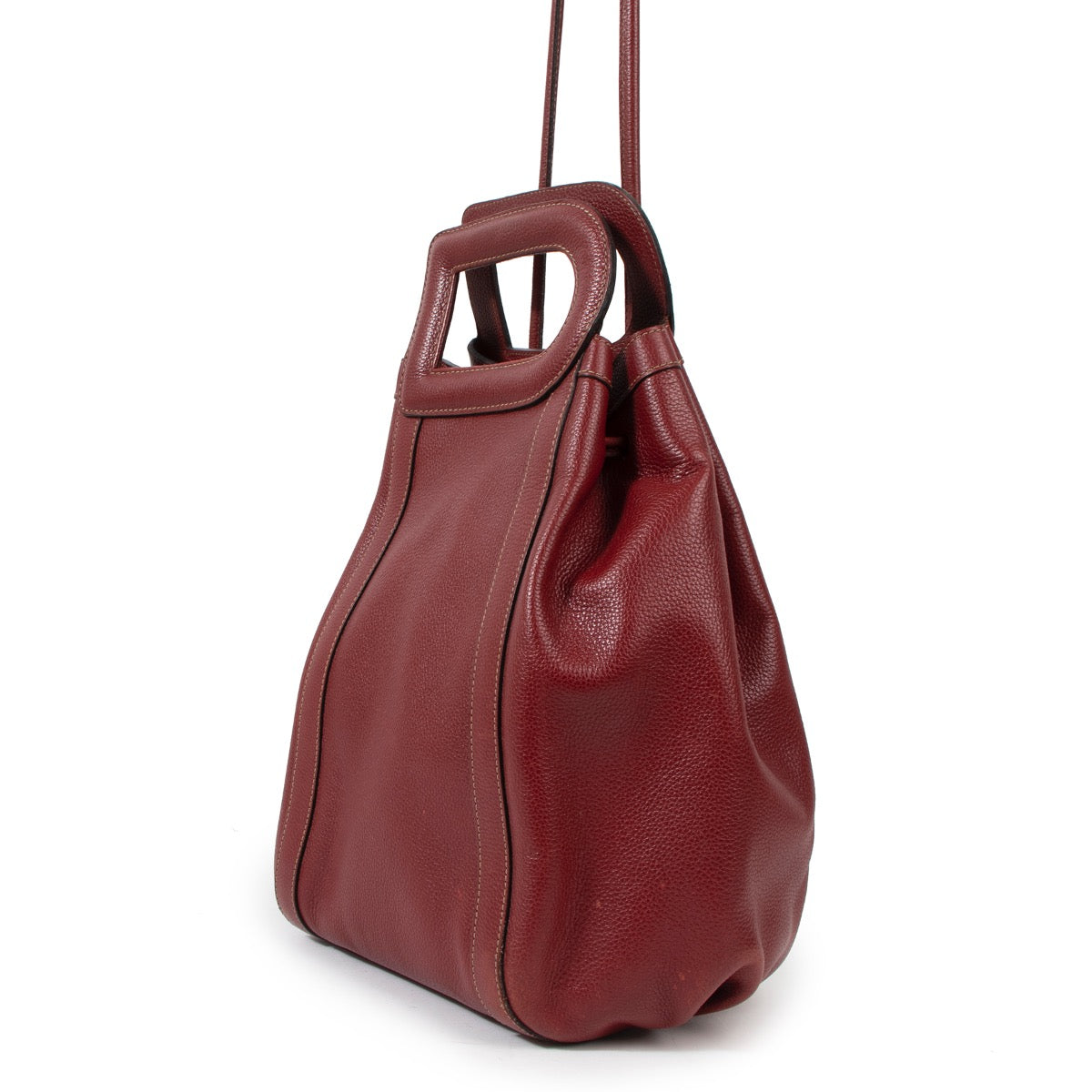 Buy an authentic second hand Delvaux Burgundy Leather Punch Shoulder Bag in very good condition at Labellov