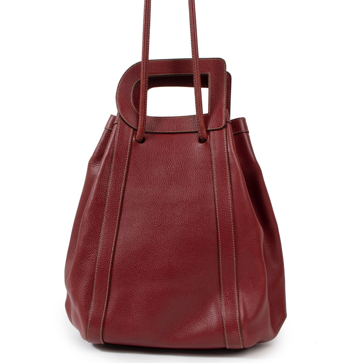 Buy an authentic second hand Delvaux Burgundy Leather Punch Shoulder Bag in very good condition at Labellov
