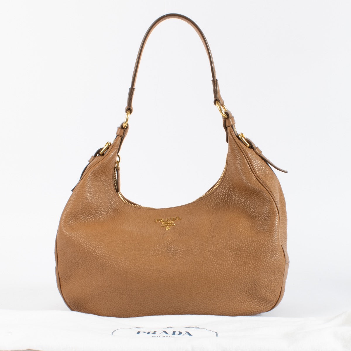 shop 100% authentic second hand Prada Brown Daino Leather Shoulder Bag on Labellov.com