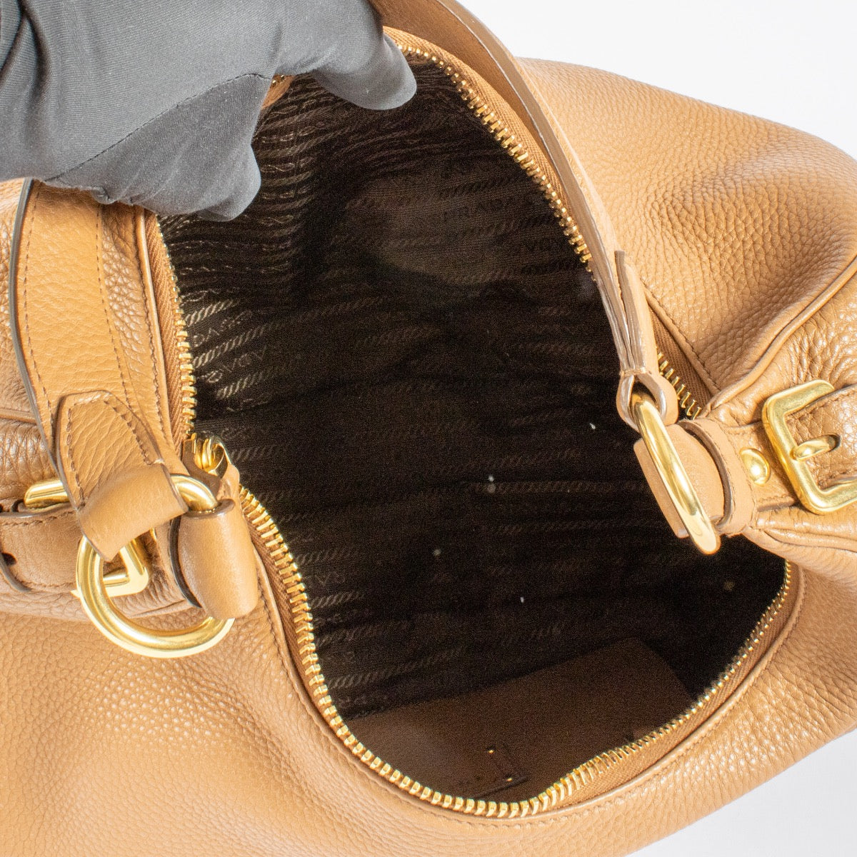 shop 100% authentic second hand Prada Brown Daino Leather Shoulder Bag on Labellov.com