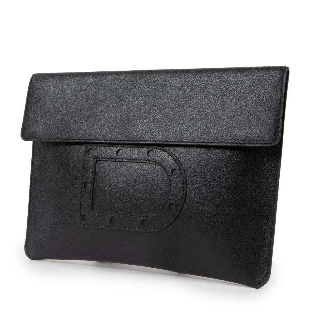 Delvaux Black Leather Clutch at Labellov