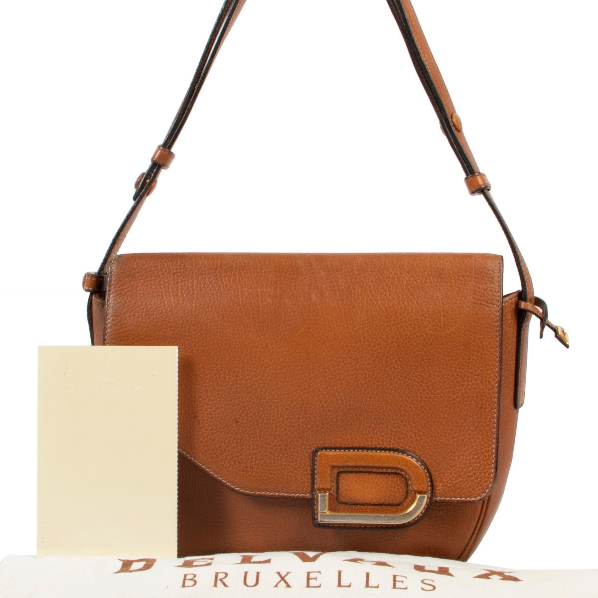 Delvaux Cognac Shoulder Bag in very good condition on Labellov safe website for designer goods and bags
