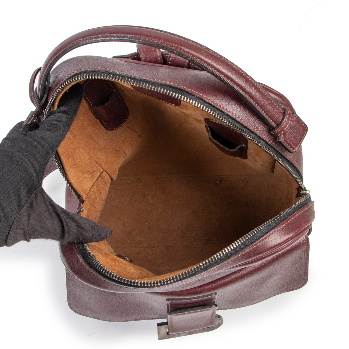 Vintage Delvaux Burgundy Backpack for sale in Labellov vintage website for 2nd hand designer bags in safe and original condition