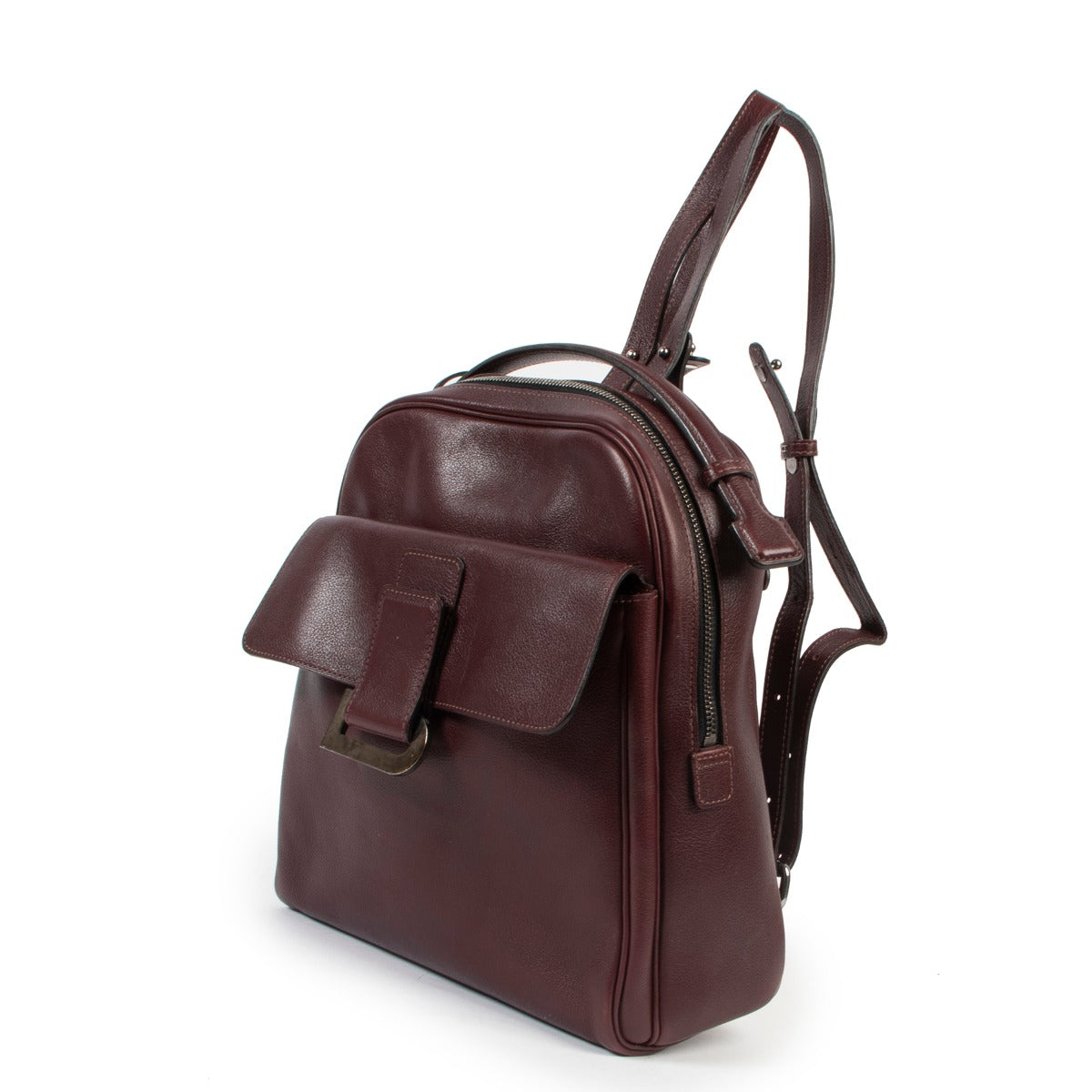 Vintage Delvaux Burgundy Backpack for sale in Labellov vintage website for 2nd hand designer bags in safe and original condition