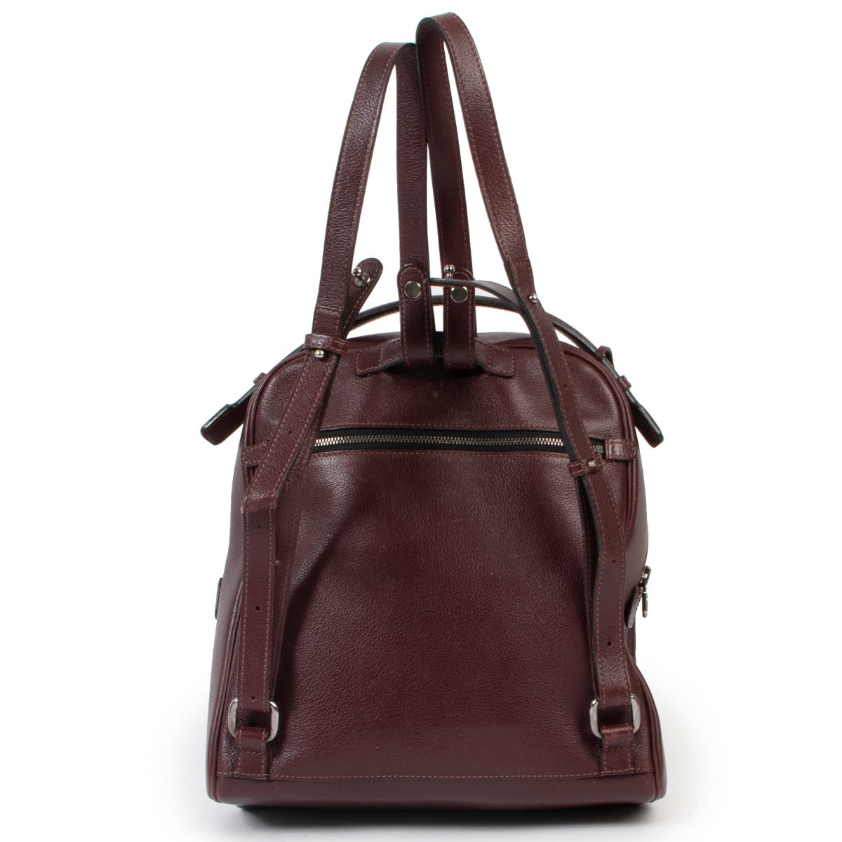 Delvaux Burgundy Backpack at Labellov