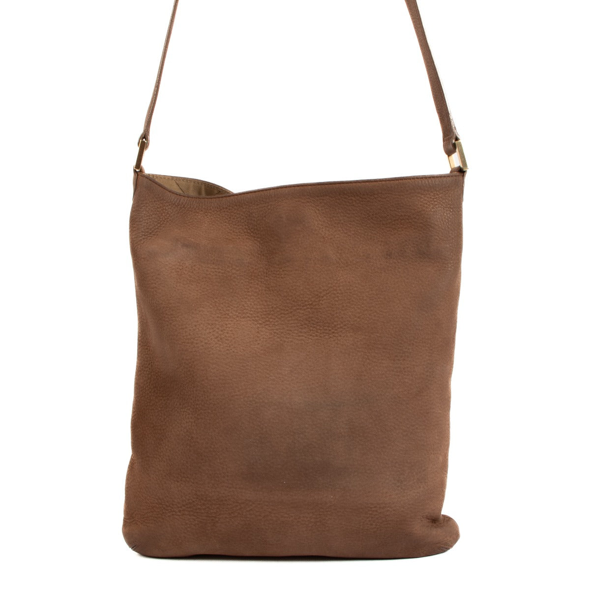 Delvaux Louise Baudrier GM Brown Nubuck Santiag Crossbody Bag