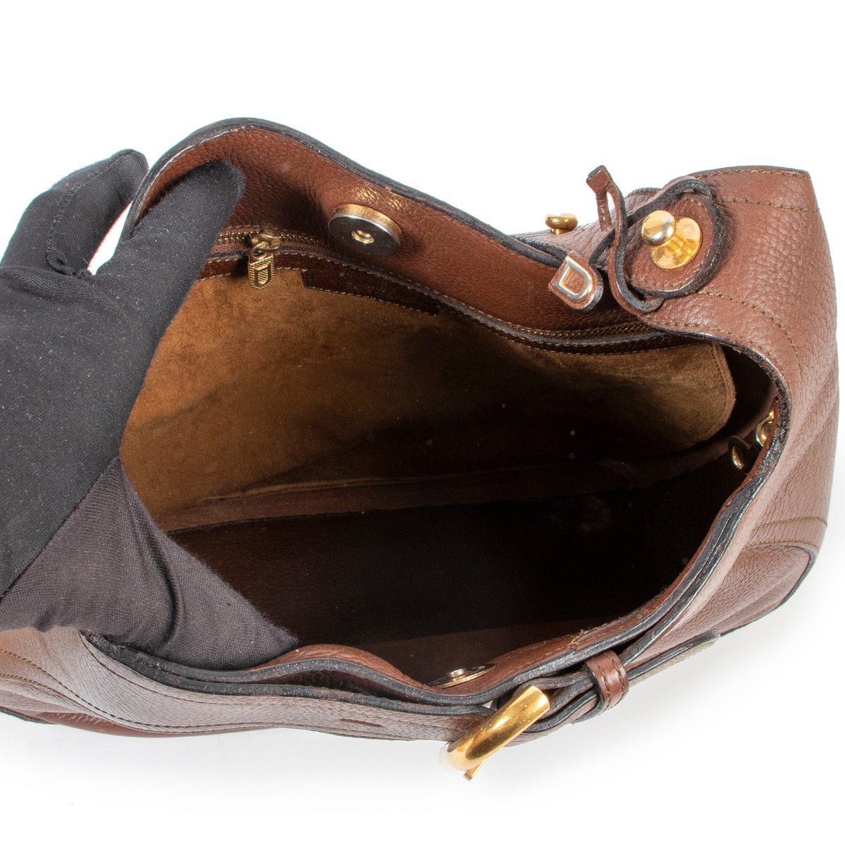 Delvaux Louise Baudrier GM Brown Nubuck Santiag Crossbody Bag