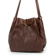 Delvaux Mocha Brown Toile de Cuir Bergerac Shoulder Bag