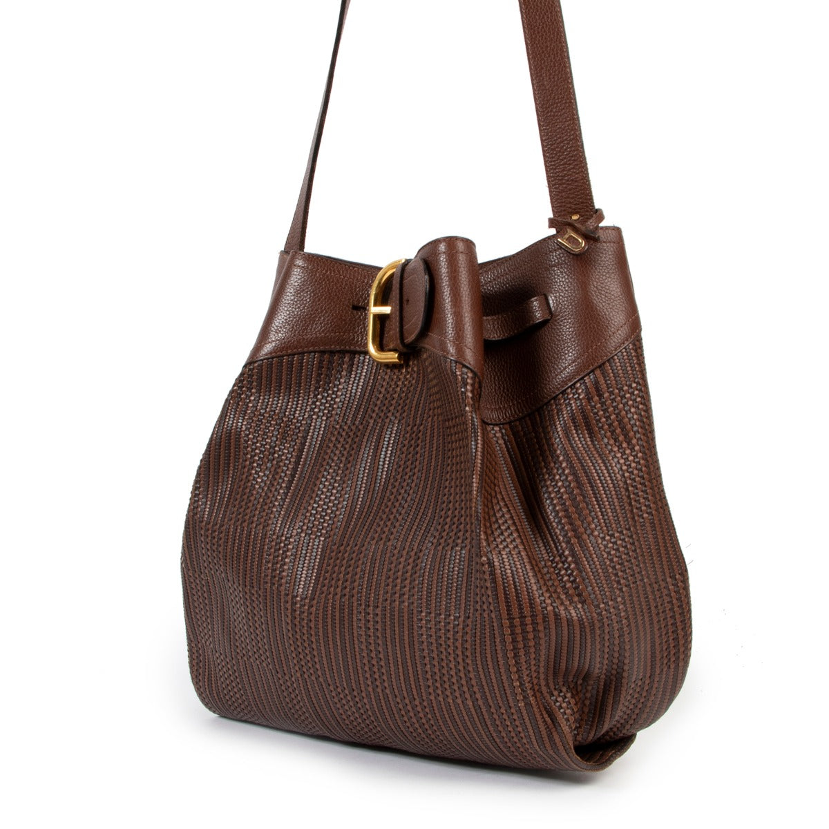 Delvaux Mocha Brown Toile de Cuir Bergerac Shoulder Bag