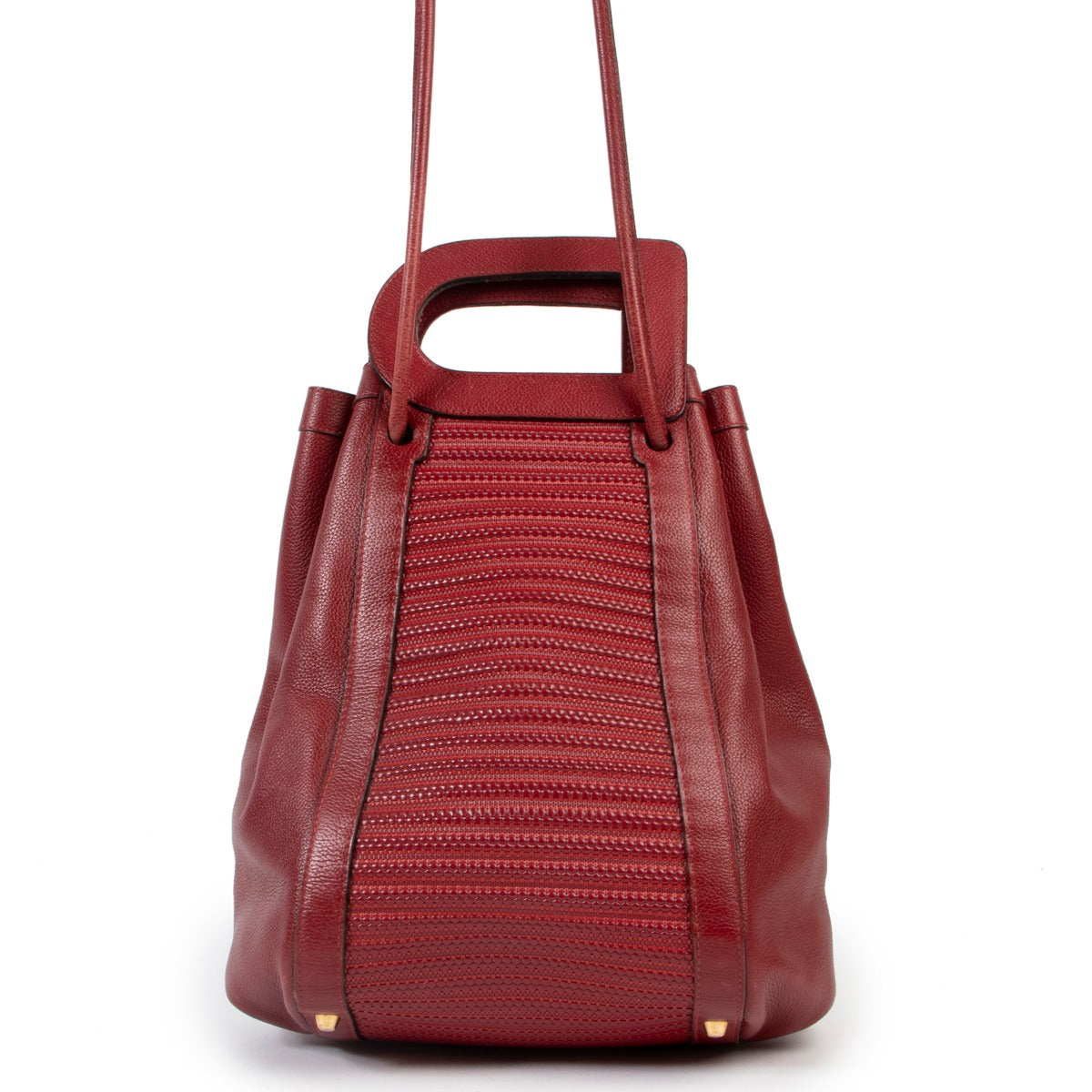 Original vintage Delvaux Red TDC Caraibes Shoulder bag in perfect condition on Labellov Luxury site for 2nd hand designer bags