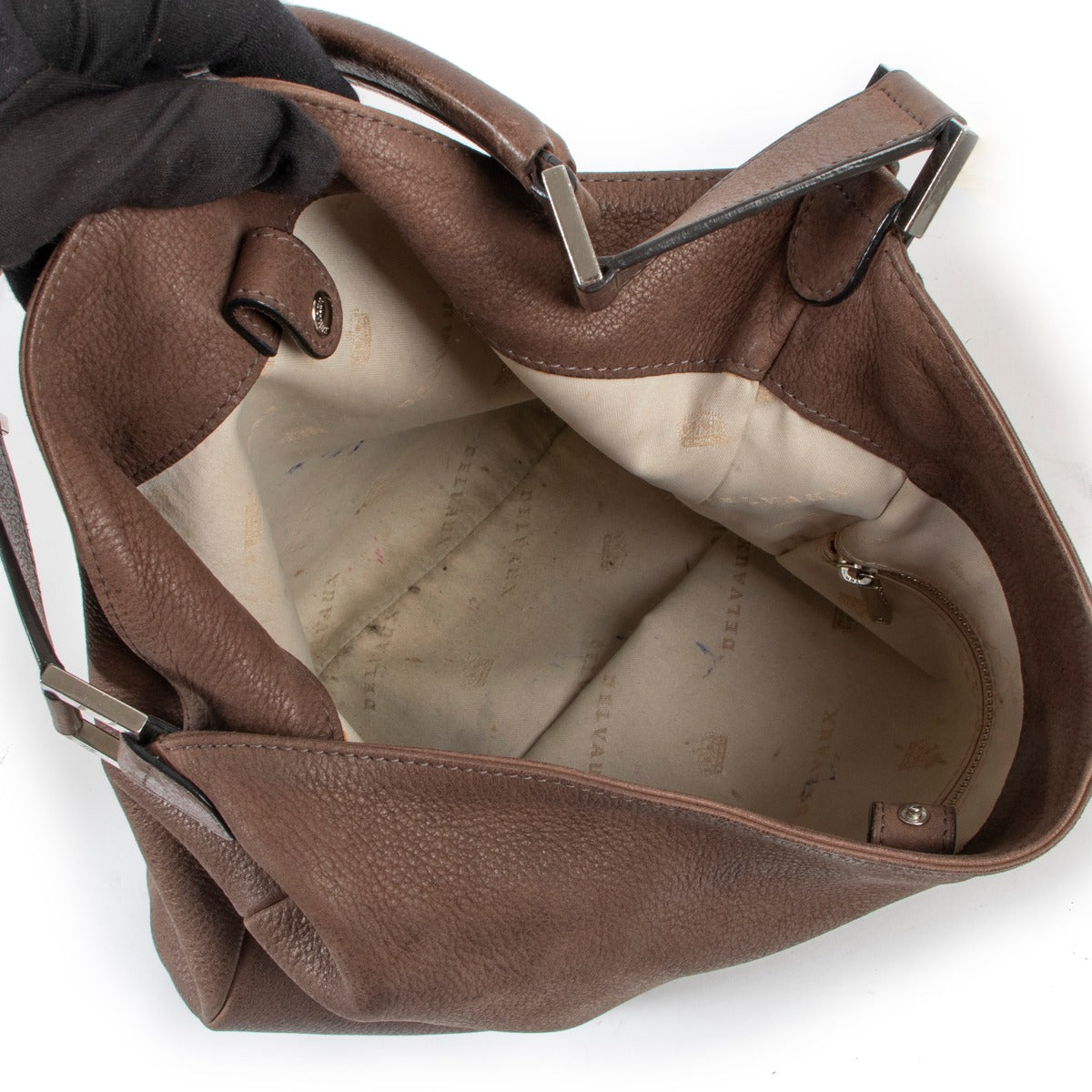 Original Vintage Delvaux Brown Le Louise Calfskin Leather Shoulder bag in good condition on Labellov Luxury site for designer goods