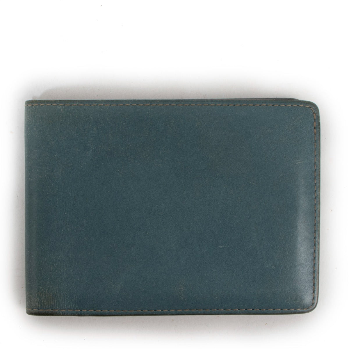 Delvaux Teal Blue Leather Bi-fold Wallet