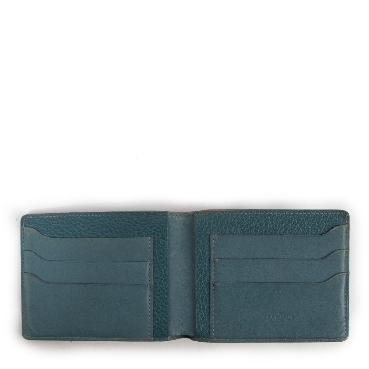 Delvaux Teal Blue Leather Bi-fold Wallet