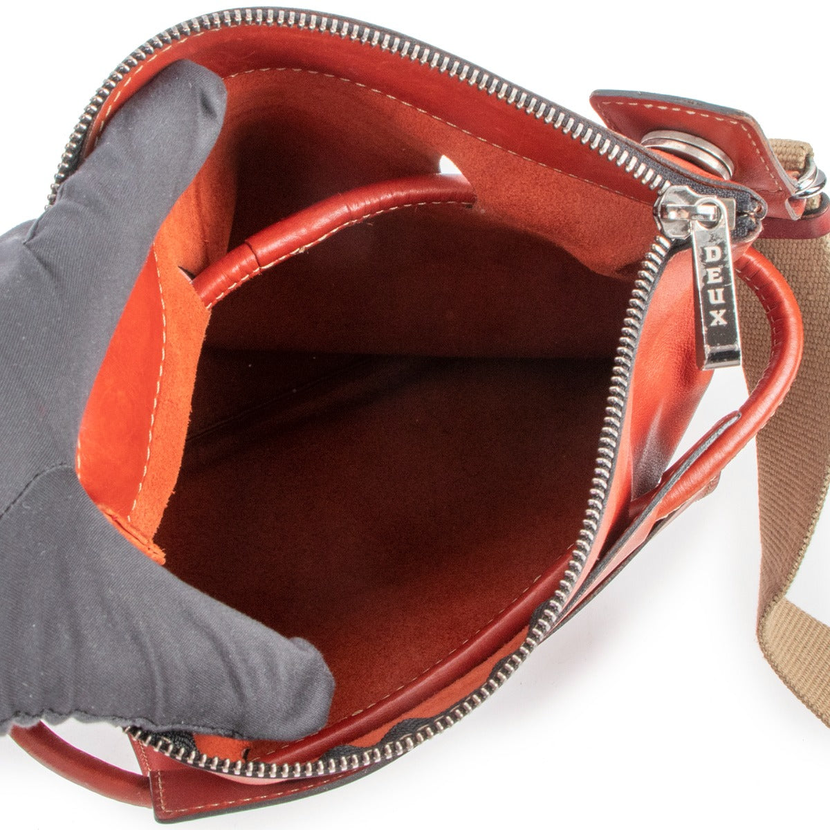 Deux De Delvaux Red Leather Crossbody Bag