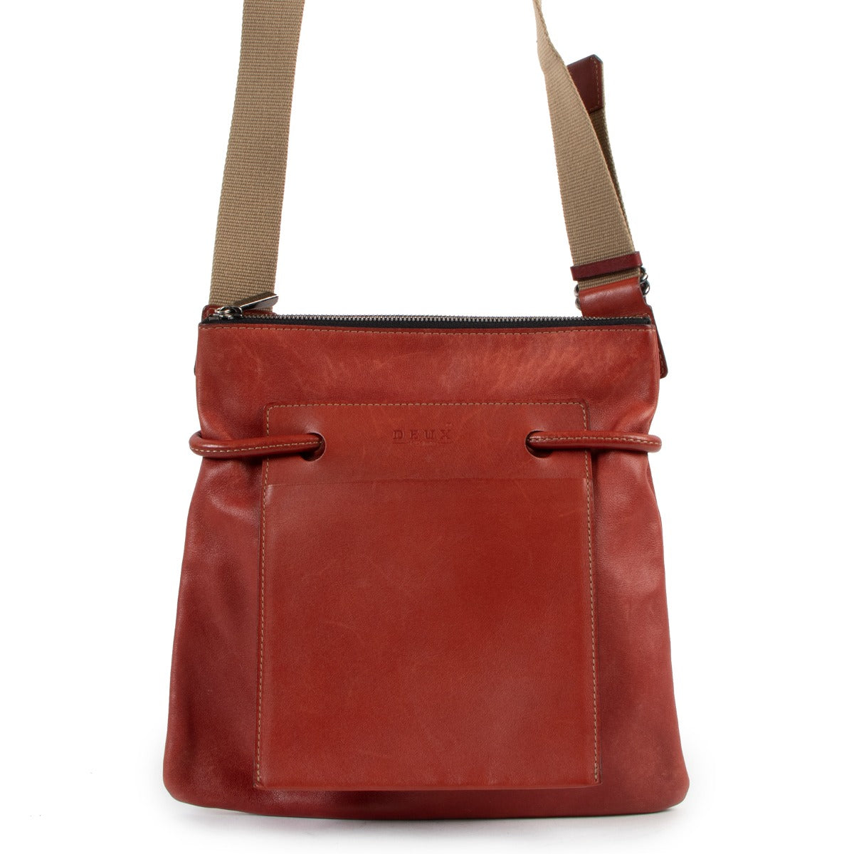 Deux De Delvaux Red Leather Crossbody Bag