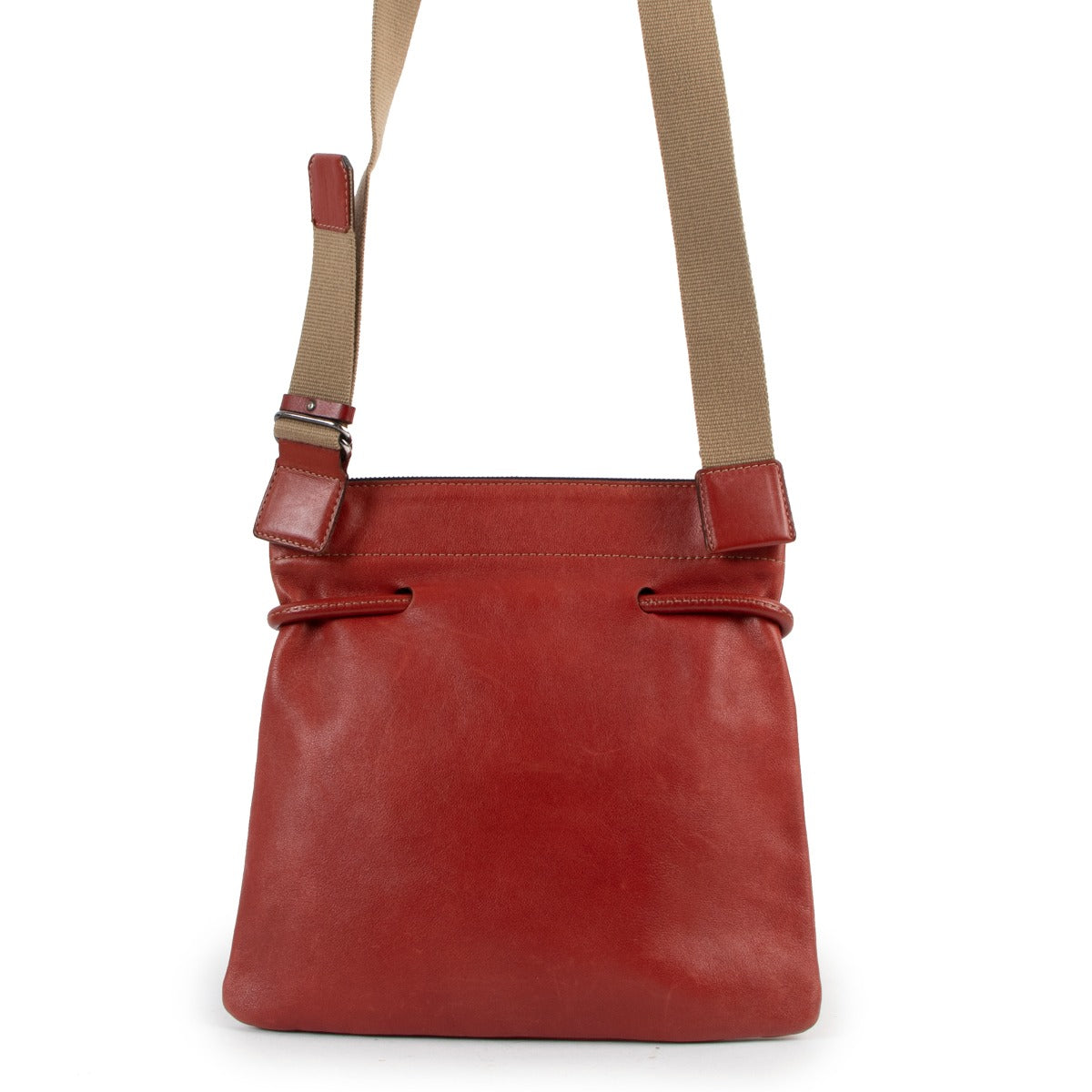 Deux De Delvaux Red Leather Crossbody Bag