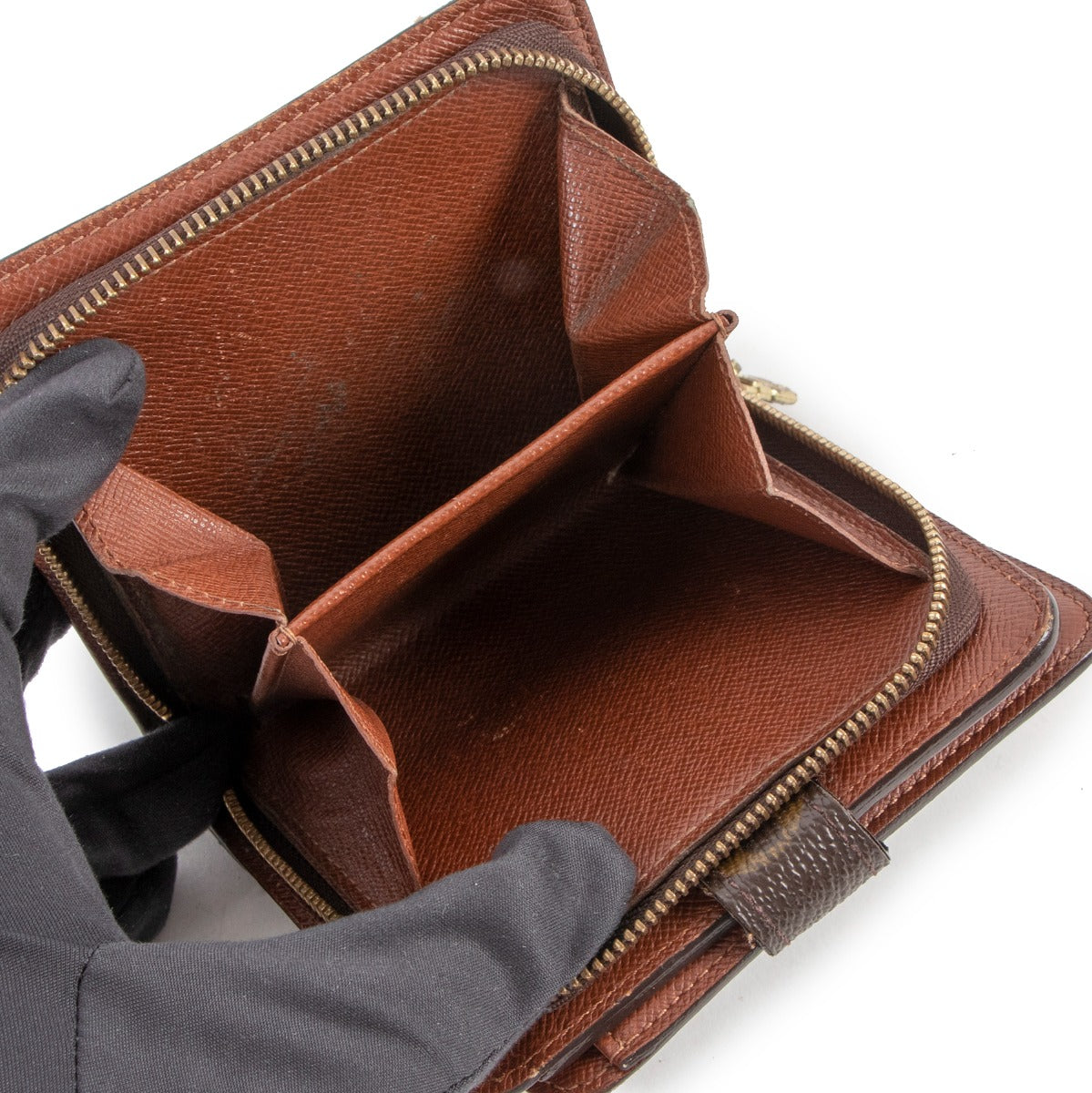 Portefeuille compact zippé Louis Vuitton en toile Monogram