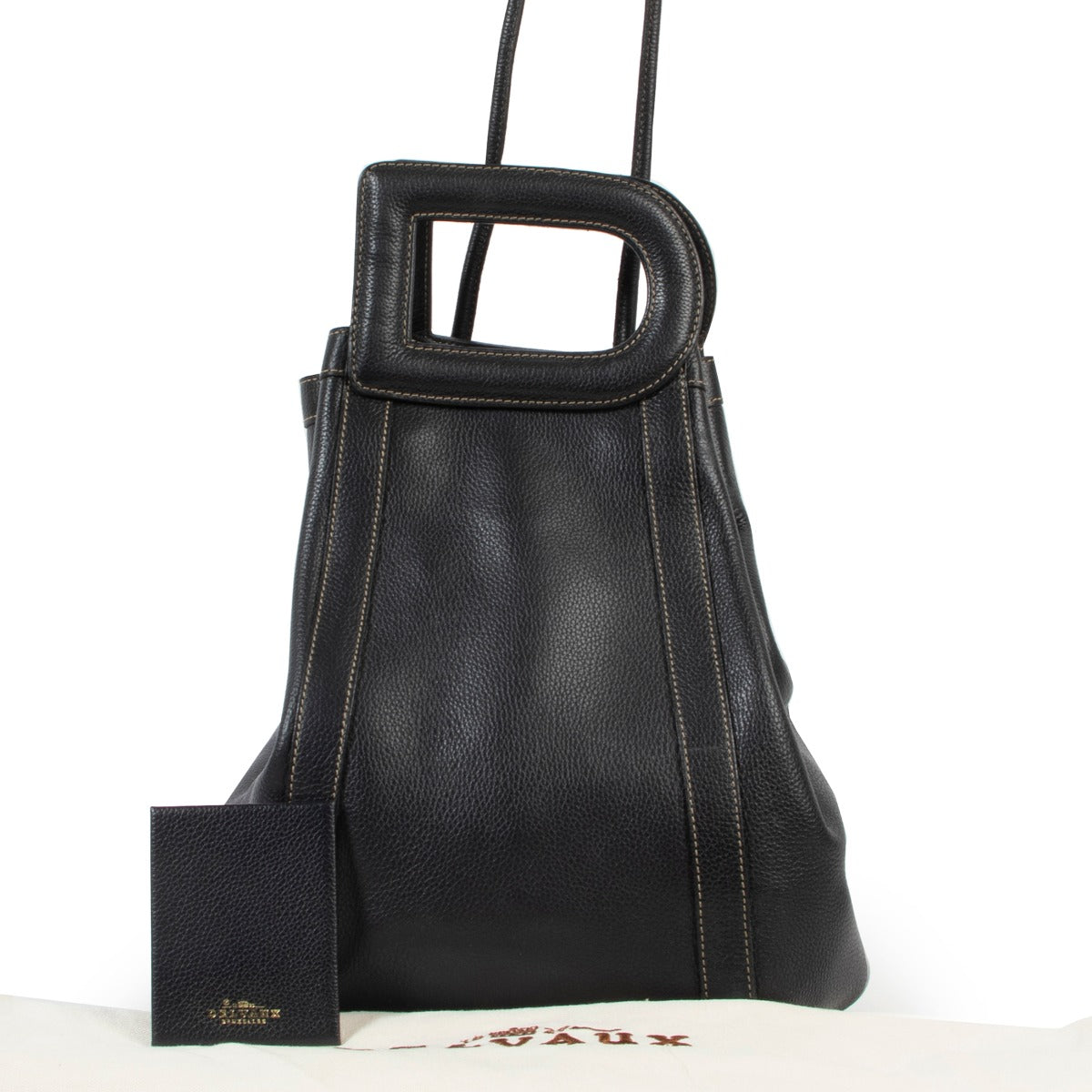 Original Delvaux Black Punch Leather Shoulder bag in very good condition on Labellov vintage site for 2nd hand designer bags