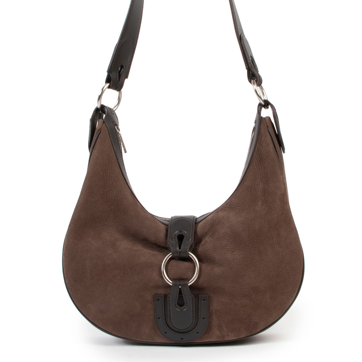 Delvaux Brown Nubuck Camille Shoulder Bag