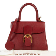 Original no fake Vintage Delvaux Small Red Leather Brillant Top Handle now online for sale at Labellov Luxury shop for 2nd hand designer goods