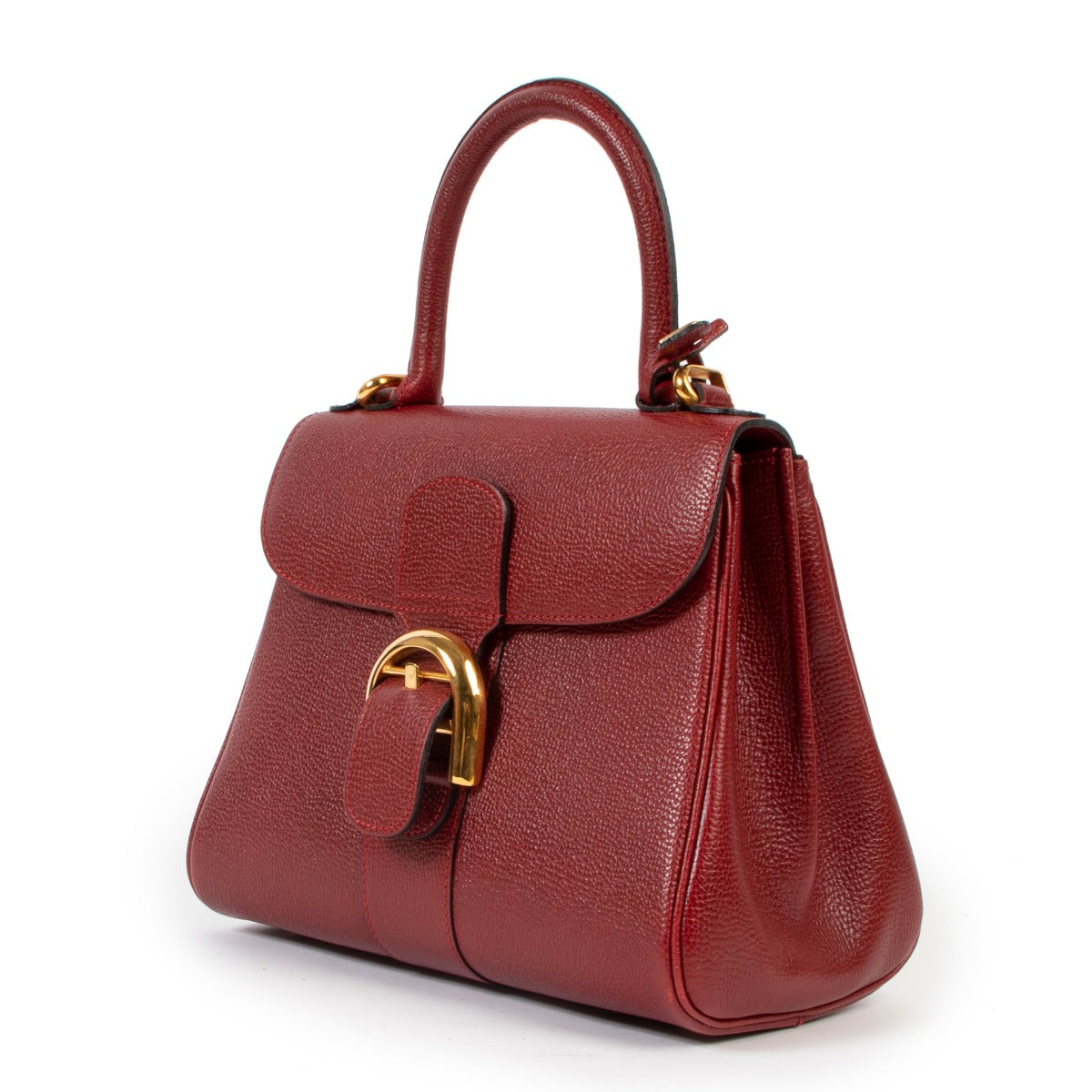 Original no fake Vintage Delvaux Small Red Leather Brillant Top Handle now online for sale at Labellov Luxury shop for 2nd hand designer goods