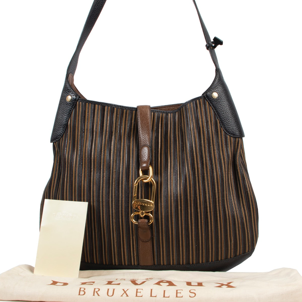 Shop safe online 100% authentic second hand Delvaux Multicolor Toile De Cuir Shoulder Bag in very good condition at the right price at Labellov in Antwerp.