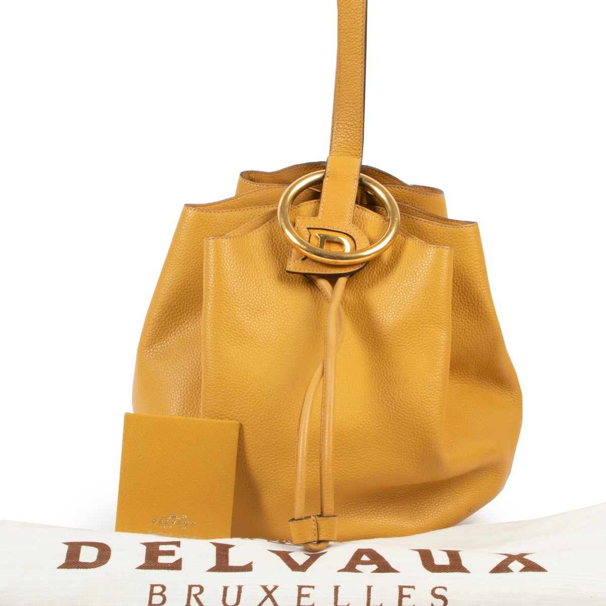 This Delvaux Yellow Rose des Vents Shoulder Bucket Bag is available at Labellov online or in store in good condition for a reasonable price.