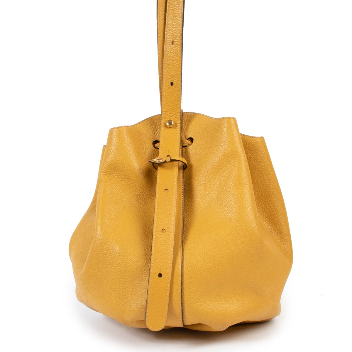 Delvaux Yellow Rose des Vents Shoulder Bucket Bag at Labellov