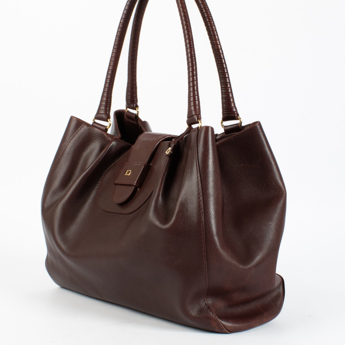 Delvaux Sellier bag in Pinot Clair Obscur Box Calf leather with gold hardware. A structured, elegant Delvaux icon in excellent pre-loved condition.