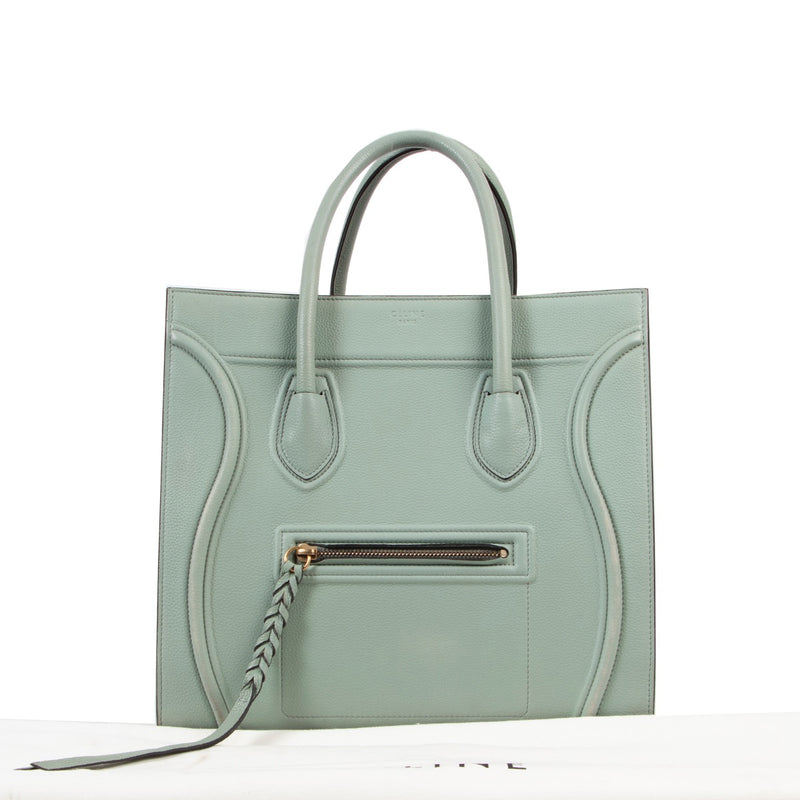shop safe online Céline Mini Luggage Drummed Calfskin Vers D'eau