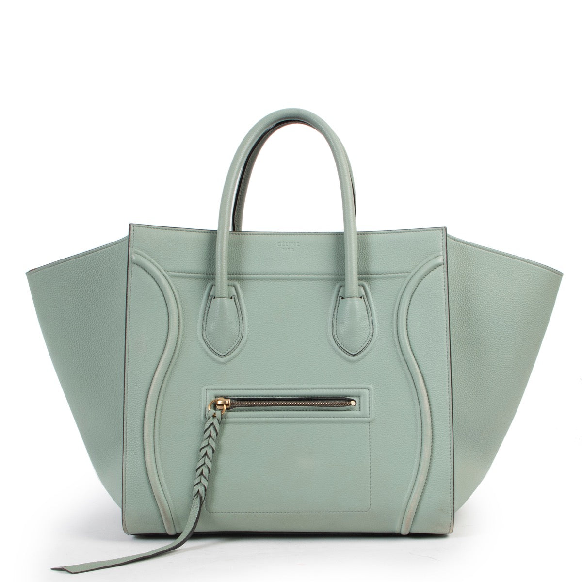 Céline Mini Luggage Drummed Calfskin Vers D'eau