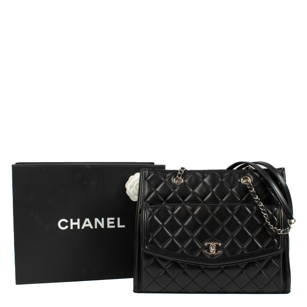 Chanel Black Lambskin Geometric Tote Bag
