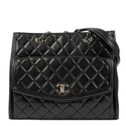 Chanel Black Lambskin Geometric Tote Bag